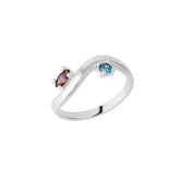Bended Sterling Silver Double Gemstone Ring